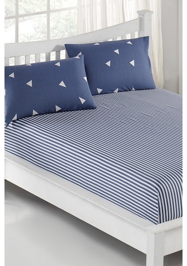 Eponj Home Pes Lastikli Çarşaf Seti Tek Kişilik Üçgen K.bulutmavi