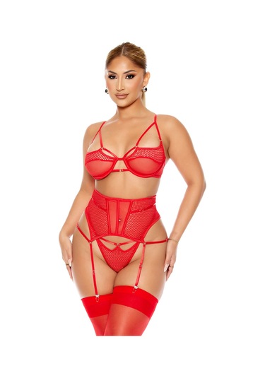 New Dreams Modern Şık Rahat Dikkat Çekici Tüllü Çoraplı Kırmızı Tasarım Jartiyer Gecelik Kırmızı