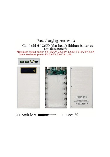Honeybeeshop 6 Adet 18650 Pil İçin Hızlı Şarj Modu Type-c Port Çift Çıkışlı Dıy Pil Depolama Kutusu Hızlı Şarj Versiyonu Beyaz