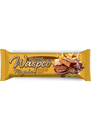 Waspco Bitter Çikolata Kaplı Muzlu Ve Bademli Meyve Bar 35G x 1 Adet