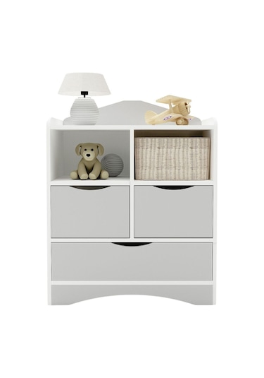 Floradesign Çocuk Odası Takımı Gardırop Şifonyer Gri Beyaz