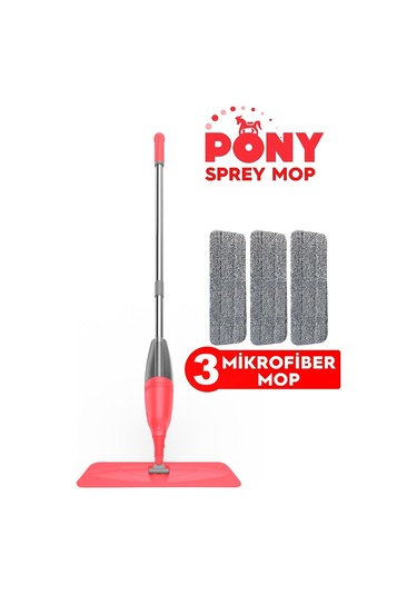 Pony Sprey Mop Somon + Mikrofiber Mop 3'lü