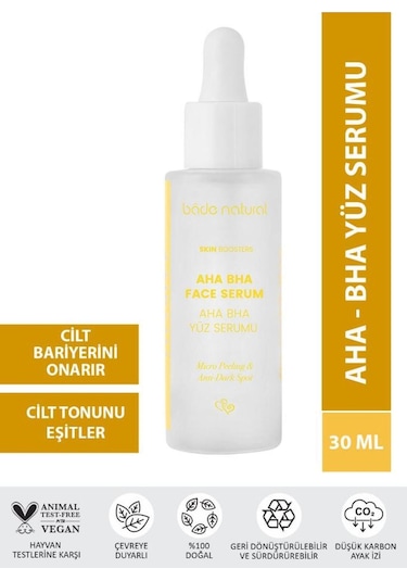 Bade Natural Aha Bha Yüz Serumu Cilt Tonu Eşitleyici Canlandırıcı Etkili 30 ML