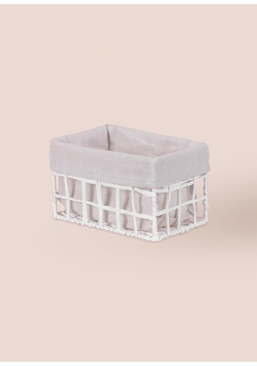 The Mia Braid Hasır Organizer Sepet Beyaz 22x14x13 Cm
