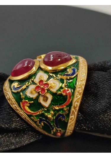 925 Ayar Gümüş Mine İşlem Yüzük 253 Altın