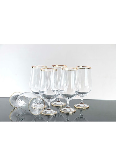 Plt Design Lav Kristal Gerçek Yaldızlı 6 Kokteyl-meşrubat Bardağı-su Bardağı Gst173f