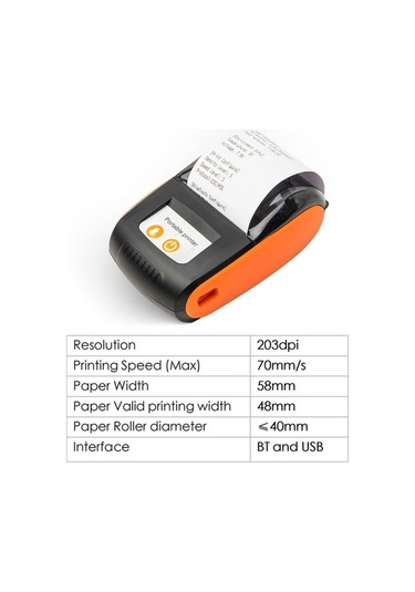 Trendooze Yazıcısı Termal Taşınabilir Os7262 Mm Mini Makbuz Hallow Baskı 58 Dl