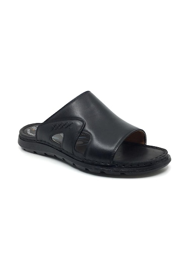 Luis Figo Deri Günlük Ortopedik Erkek Büyük Numara Terlik 39-49 Siyah