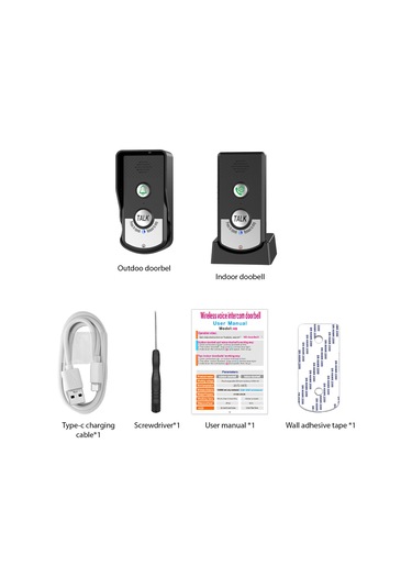 Kablosuz Kapı Zili İnterkom Ev Için Şarj Edilebilir Hs7009-b-1