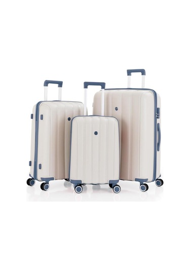 Mçs Üçlü Polipropilen Valiz Seti V305 - Mçs Kırılmaz Silikon Valiz Set Kemik Sky Blue Çok Renkli