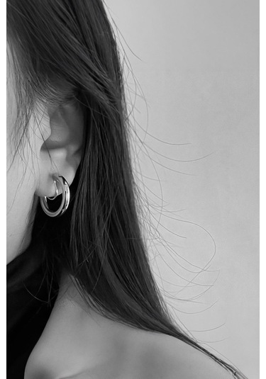 Chavin Gri Bijuteri Deliksiz Kulaklar İçin Geçirmeli Küpe Ev16by Gri