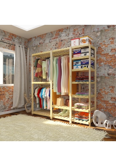 Need - Açık Ahşap Elbise Dolabı
