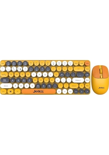 Jedel Ws682b Retro Tasarım Kablosuz Klavye Mouse Seti - Bluetooth + 2.4ghz Çift Modlu Lazer