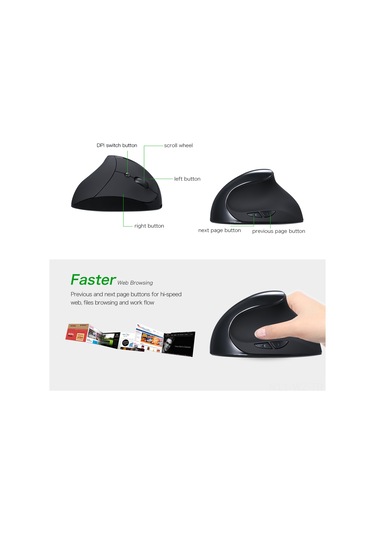 Wezone Kablosuz Dikey Ergonomik Fare - 800/1200/1600 Dpı, Hızlı Tepki, Pc Ve Laptop İçin Şarj Edilebilir Beyaz