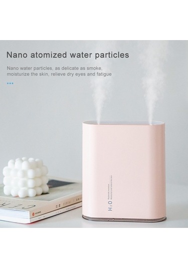 Dancemonkey Y10 Pist Çift Jet Nemlendirici Renkli Marquee Gece Lambası Ev Ofis İçin 1l Hava Temizleme Cihazı Pembe