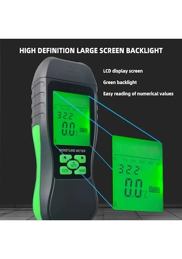 Honeybeeshop Siyah Ahşap Ve Beton İçin Çok Yönlü Nem Ölçer Kolay Okunur Lcd Ekran Dayanıklı Abs Yapı Aaa Piller Dahil Değil