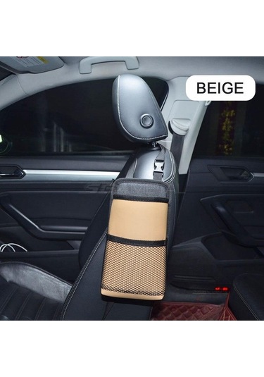 Seametal Araba Koltuğu Yan Saklama Çantası İç Oto Koltukları Yan Organizatör Su Bardağı Tutucu Aksesuarları Bej
