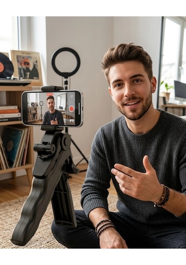 Buğz Katlanabilir Telefon Standı Mini Tripod Masaüstü Video Çekim Tutucu