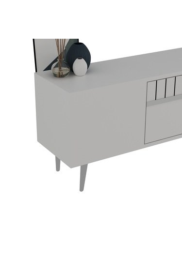 Bakü Tv Sehpası Tv Ünitesi Beyaz Gümüş