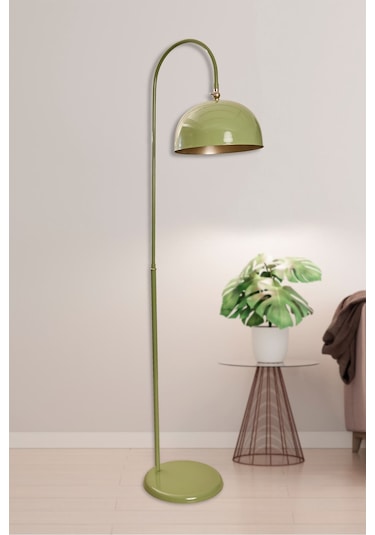 Luzarana Sonart Lambader Su Yeşili Metal Tasarım Lüx Yerden Aydınlatma Sarı