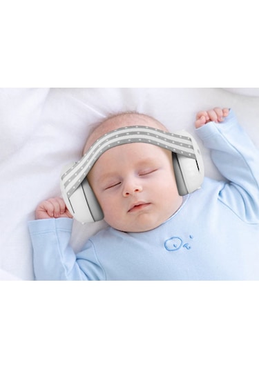 Snapbuy Bebekler İçin Gürültü Önleyici Kulaklık, Çocuklar İçin Ses Yalıtımlı Kulak Koruyucu Beyaz Gri