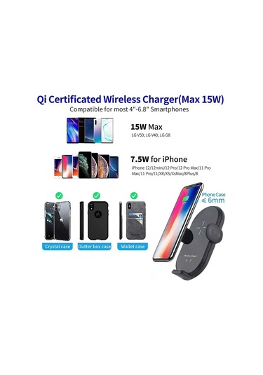 Joyjadehub Evrensel Araba Qi 15w Kablosuz Şarj Cihazı Bardak Cep 1pc
