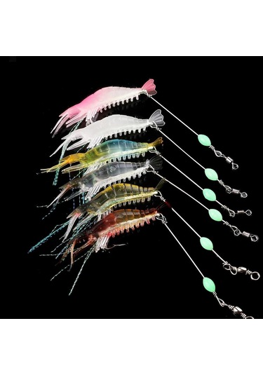Hengjıa 6 Adet 5.3g/8 Cm Aydınlık Karides Yem Alabalık Bas Pike Yumuşak Lures Boncuk İle