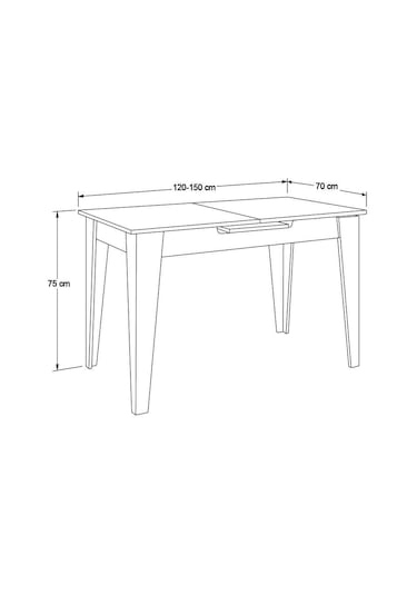 Açılır Mutfak Masası - Florida Meşe 120-150x75x70 Cm Meşe
