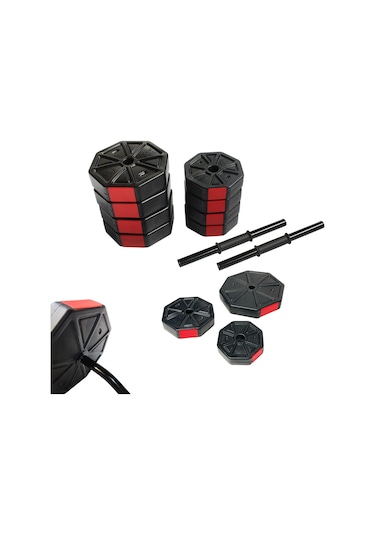 Tanspor 100 KG Halter Full Kısa + Uzun Düz + Z Bar Set-KIRMIZI