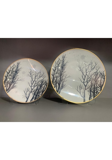 Fermato 12 Parça 6 Kişilik Porselen Pasta Ve Servis Tabağı Seti Grigio Serisi Çok Renkli