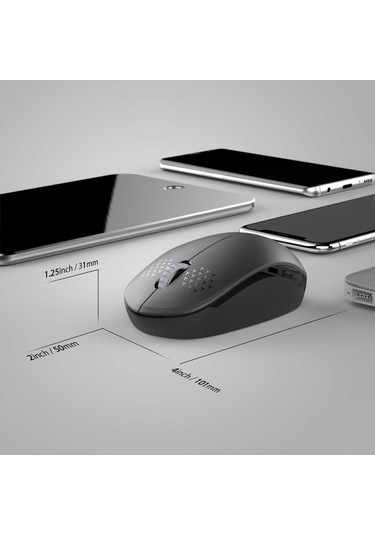 Pc Dizüstü Bilgisayar Vb. İçin Usb Alıcılı Sessiz 2,4 Ghz Kablosuz Fare Siyah Diğer