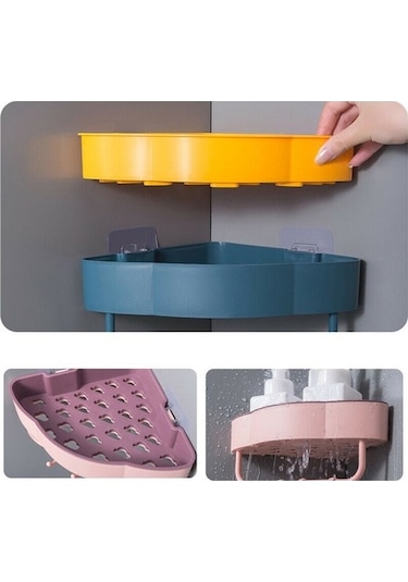 Fortunelane Sunsıom Duş Odası Köşe Rafı, Su Akışlı Tasarım, 4 Çekmeceli Kuru, Mavi Pp Malzeme, 22.5x11 Cm Koyu Mavi Koyu Mavi