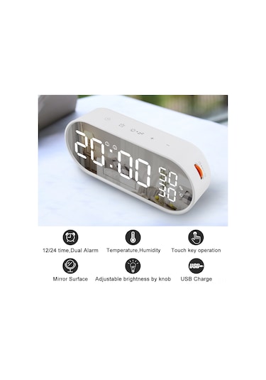 Dofolink Dijital Ayna Saat - Sicaklık Ve Nem Ölçer, Sürekli Işık Ayarı, Usb İle Beslenir Pil Dahil Değil