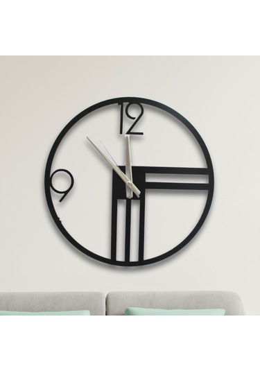 Eşsiz Tasarım Metal Duvar Saati 40 Cm Siyah Renk Siyah