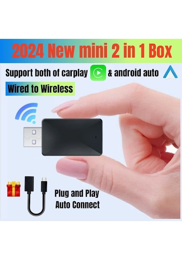 Araç Içi App Android Cihazlar Için 2in1 Usb Mini Carplay Adaptörü