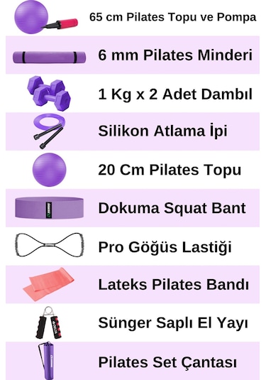 Kapsamlı Pilates Seti Tüm Ihtiyaçlarınız Tek Sette Mor
