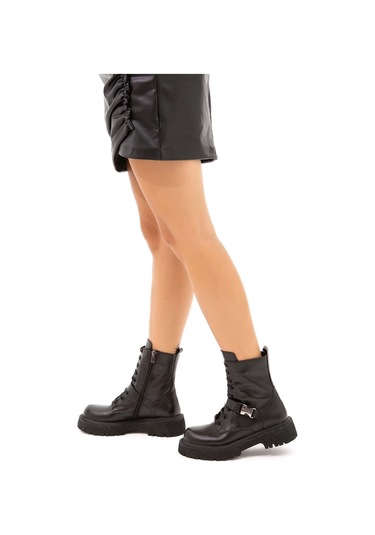 Tamer Tanca Kadın Hakiki Deri Siyah Postal Bot 33 2810 Bn Bot Sk 22/23 Sıyah Analın Siyah