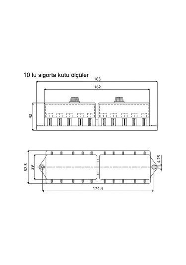 Standart Bıçak Sigorta Yuvası Kutusu 10 Sigortalık