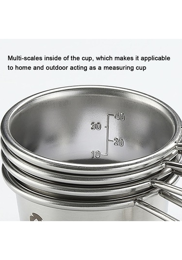 Neevoyu 304 Paslanmaz Çelik Isıtılabilir Ölçü Kabı - Mini Kamp Malzemesi, Kahve/bardak, Yığılabilir, Ergonomik Saplı Siyah, 60ml Siyah