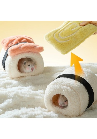 Elmpaly Kışın Sıcak Tutan Kırmızı Hamster Sushi Yuvası Golden Bear Ve Sugar Glider Kışlık Barınak
