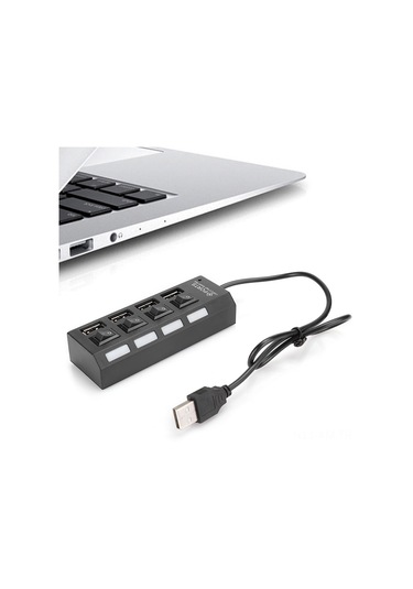 Ximistore9 Usb 2.0 Hub Siyah 4 Portlu Bağımsız Anahtar Ve Led Göstergeli, 480mbps Hızlı Veri Transferi, Çoklu Cihaz Uyumlu