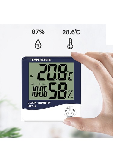 Qingmipy Htc-2 Dijital Sıcaklık Nem Ölçer, Dış Sensörlü, Alarm Ve Arka Işık Özellikli, Pil Hariç Teslim Edilir