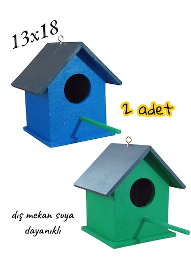 Ahşap Kuş Yuvası Kuş Evi 2 Adet 13x18