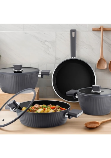 Lines L5090 İndüksiyonlu-bioseramik Kristal 7 Parça Tencere Seti