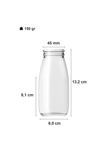 Afracam Süt Ayran Şişesi Şeffaf 250 Ml Kapaklı Cam Şişe 30 Adet