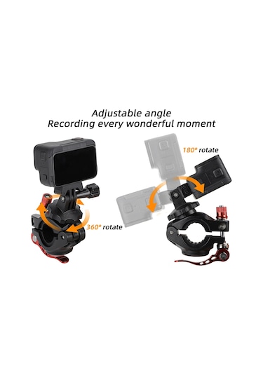 Sunnylıfe Zj758 Djı Action 4 / Gopro 12 Bisiklet Montajı 360 Derece Döndürme Gidon Kamera Tutucu