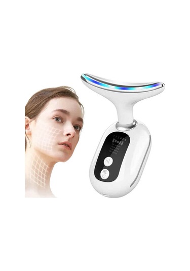 400mah 45 Derece 3 Modlu Isıtmalı Yüz - Boyun Kırışıklık - Sıkılaştırma Cihazı Beyaz
