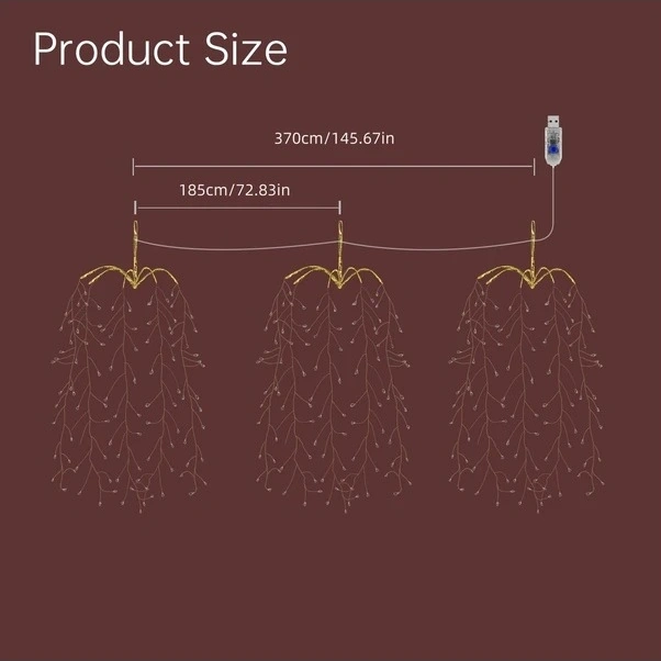 Trendooze 300 Led Sıcak Beyaz Bahçe Işıkları Şerit, 8 Modlu Buton Kontrol