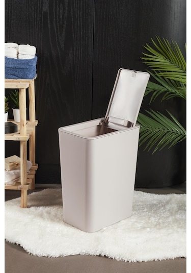 Perotti Taupe Kahverengi Molly 12 Litre Click Çöp Kovası Beyaz