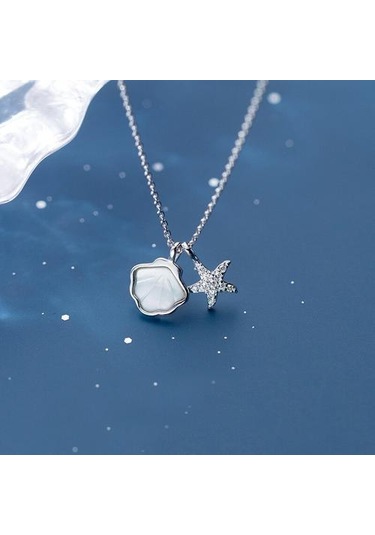 925 Ayar Gümüş Deniz Yıldız Ve Kabuk Kolye Kolye Kadınlar Için Hayvan Takı Kolyeler Altın - Gümüş